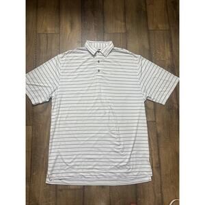 Footjoy Polo Golf Shirt White gray Striped Stretch Polyester Stretch Men XL